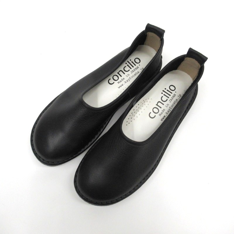 CONCILIO  スリッポンレザーシューズ /BK/23.5cm 【日本製】